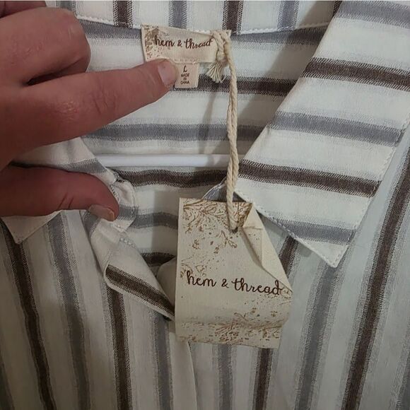Hem & Thread Striped Collared Shirt - Picture 2 of 3
